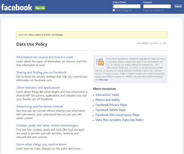 facebook photo privacy policy